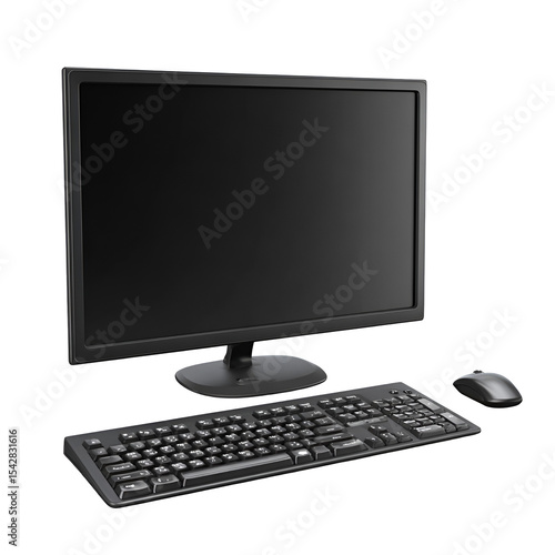 Black desktop computer keyboard and mouse
