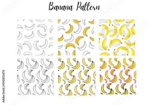 Set of banana vector icons and illustrations