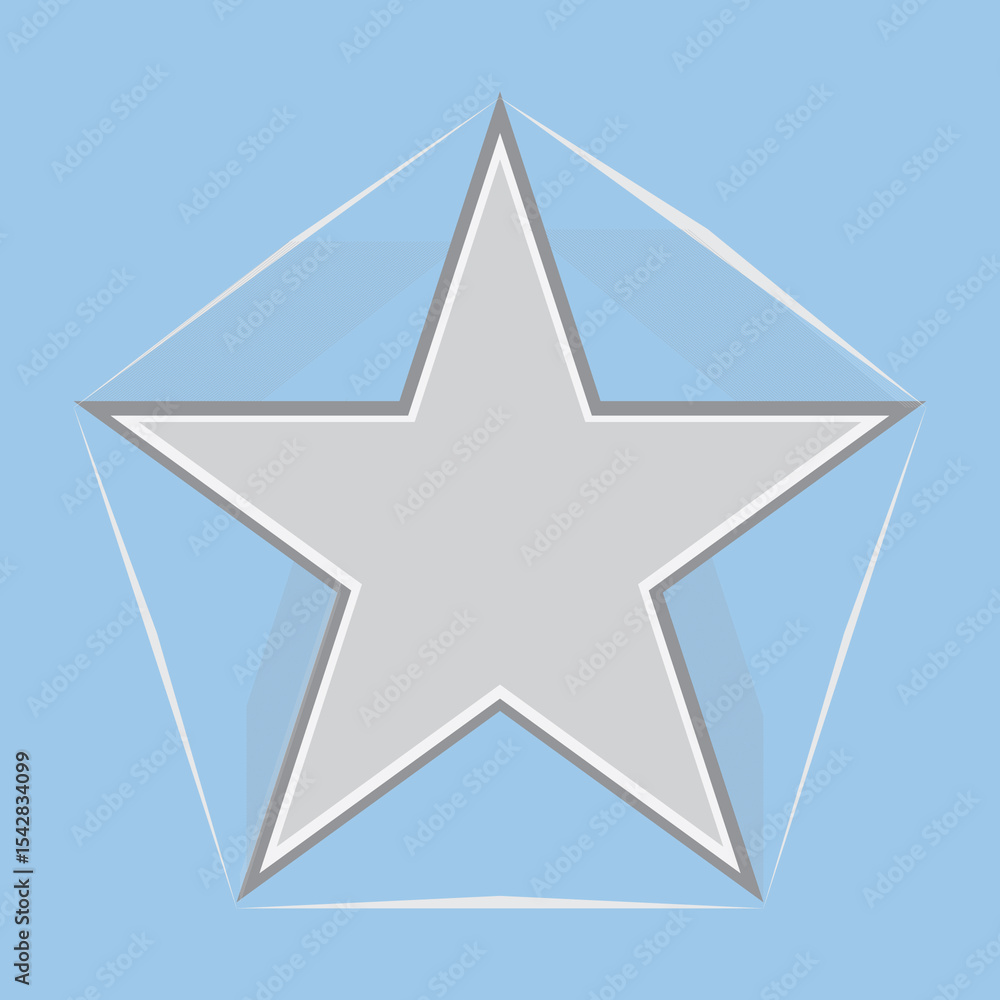 Obraz premium 3D Silver Star with Crystal Geometric Effect on Blue Background
