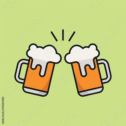 Beer mugs cheers with amber tones and detailed handle creates a rich and festive beer icon.