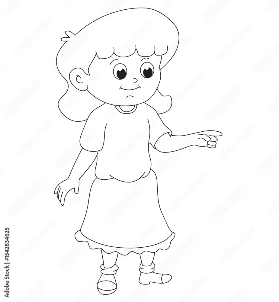 Cute cartoon hand drawn vector happy girl outline. Cute cartoon hand drawn vector happy girl outline.
