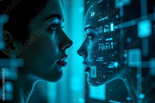 Specialist calibrating voice cloning concepts with augmented reality in a high-tech lab environment