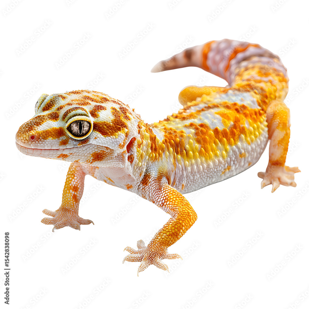 Naklejka premium Vibrant Leopard Gecko on Black Background