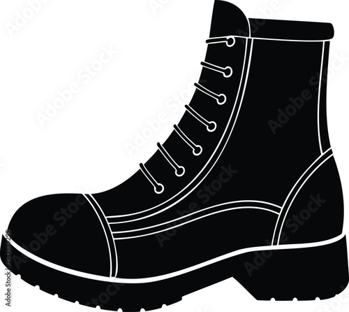 Single vector black silhouette of an anklehigh lace up boot