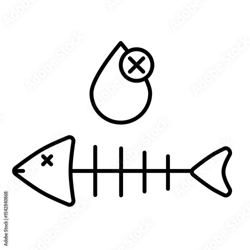 fish dead from draught line icon with editable stroke