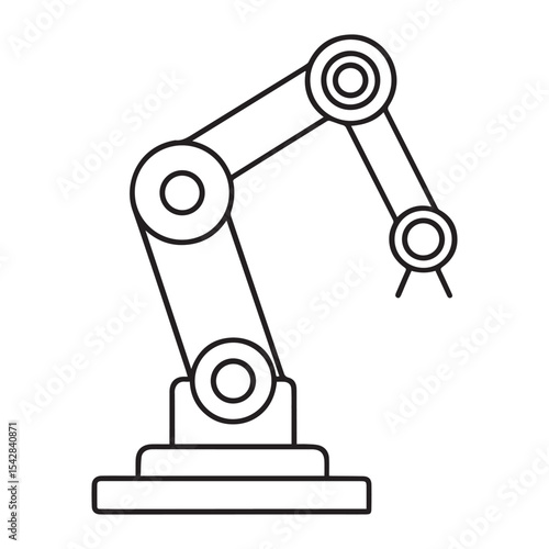 Robotic Arm Industrial Automation, Mechanical Engineering, Manufacturing Technology, Line Art Illustration