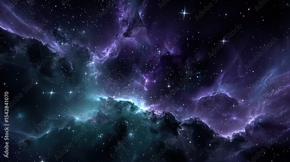 Obraz premium Deep space nebula with vibrant colors and twinkling stars