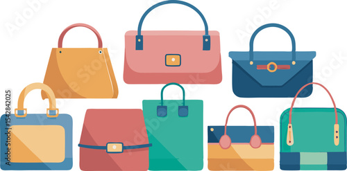A vibrant collection of stylish handbags and fashion accessories, showcasing diverse designs and sizes perfect for every fashion lover.
