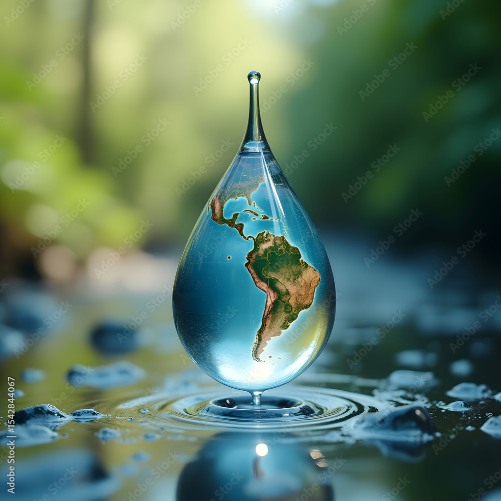 Fototapeta premium Water Drop Earth: Protecting Our Planet's Precious Resource