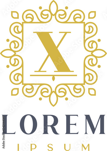 Luxury Square Decorative Letter X Logo Template