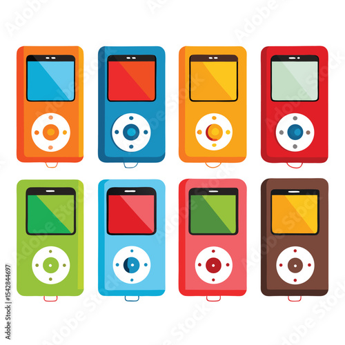  Six mp3 player set isolated on white background