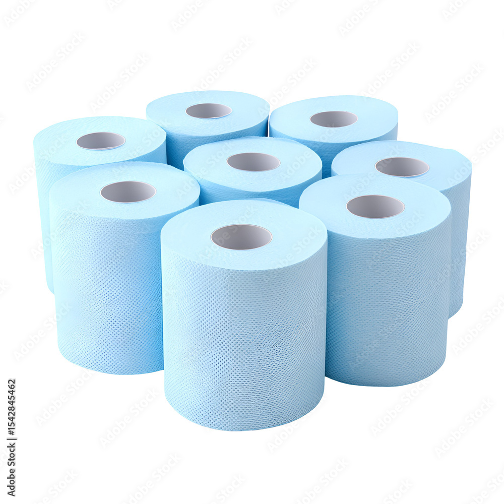 Light Blue Toilet Paper Rolls Stacked Close Up Light Blue Toilet Paper Rolls Stacked Close Up