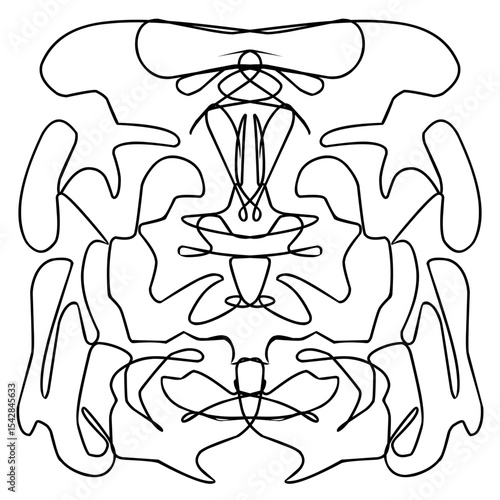 Abstract Inkblot in Black Lines on white