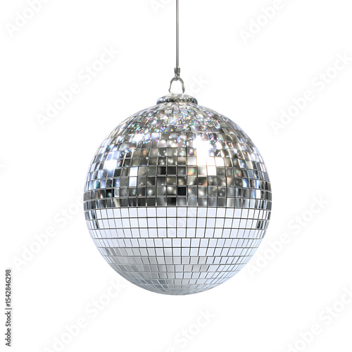 3d icon of shiny disco ball isolated on transparent background