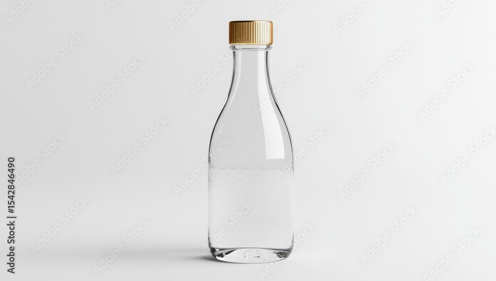 Clear glass bottle with gold cap (2) Clear glass bottle with gold cap (2)
