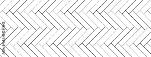 Floor herringbone pattern with connected tile structure. Regular seamless layout for backgrounds or mockups. Basic linear texture setup. Vector.