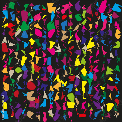 Colored shards pattern. Abstract triangle fragments. Geometric chaos texture. Vector decorative scatter.