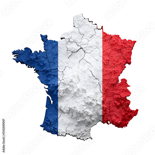 Cracked French Flag Map Drought Crisis