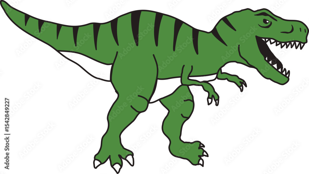 Obraz premium A Cartoon Tyrannosaurus Rex in a Bold Green Design.