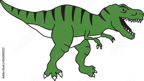 A Cartoon Tyrannosaurus Rex in a Bold Green Design.