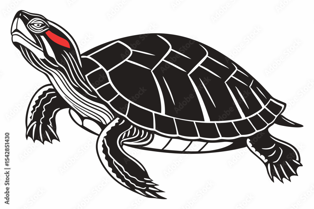 Fototapeta premium red eared slider sihouette black vector 