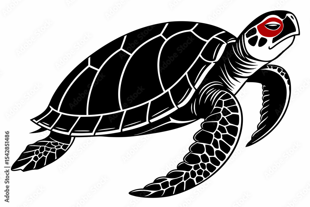 Fototapeta premium red eared slider sihouette black vector 
