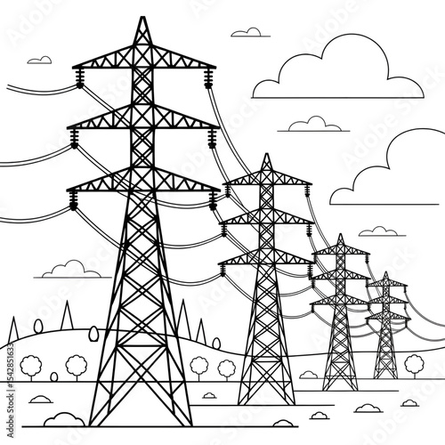 electric power lines coloring page line art