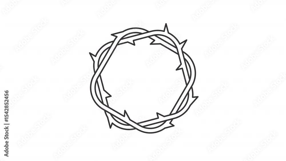 Animated crown of thorns line icon. Prickly wreath of Jesus Christ animation. Symbol of suffering for christian values. Religion. Outline element on white background. HD video with alpha channel Animated crown of thorns line icon. Prickly wreath of Jesus Christ animation. Symbol of suffering for christian values. Religion. Outline element on white background. HD video with alpha channel