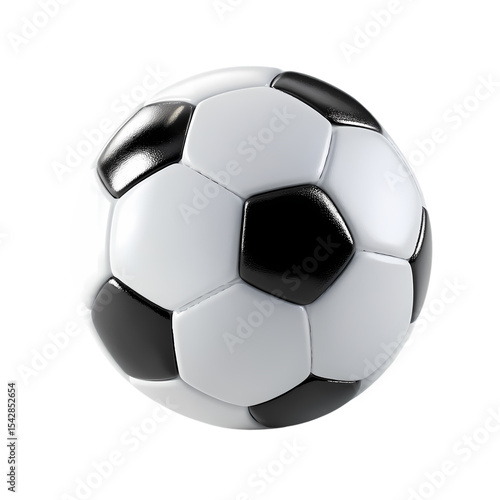 3d icon of a black and white soccer ball isolated on transparent background