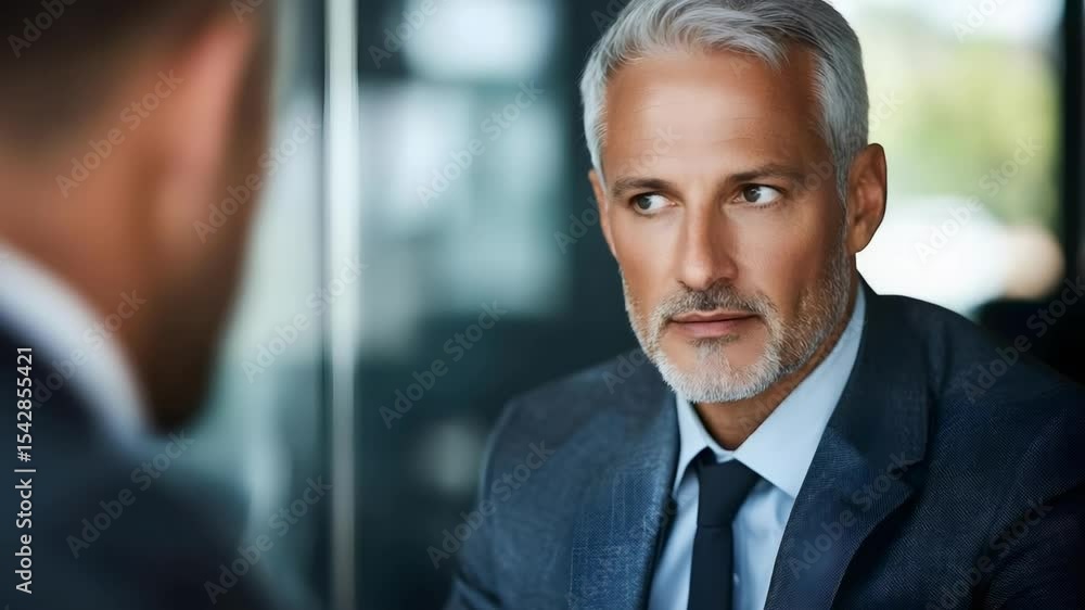 A well-dressed older man with gray hair and a beard, looking thoughtfully at the camera in an office setting. A well-dressed older man with gray hair and a beard, looking thoughtfully at the camera in an office setting.