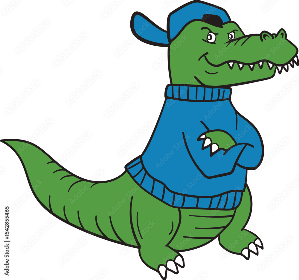 Naklejka premium Cool Crocodile in a Blue Sweater