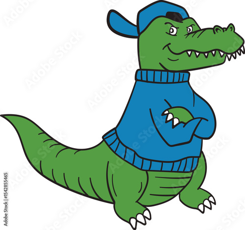 Cool Crocodile in a Blue Sweater