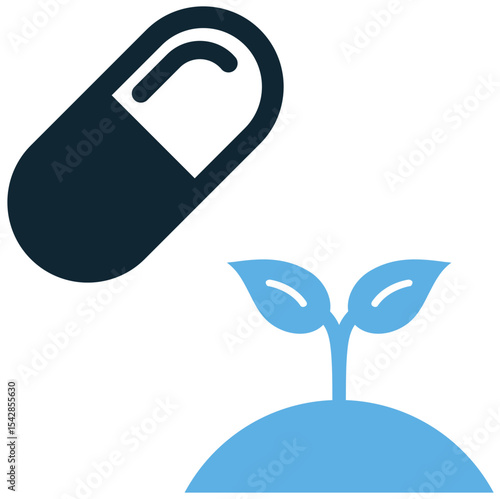 Organic medicine icon vector for natural health and herbal remedies. Ideal for alternative healing, wellness, holistic treatments, and plant-based therapeutic solutions.