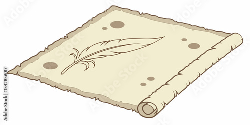 A grunge, antique brown old book cover with a blank, torn, and burned paper texture isolated on a white background