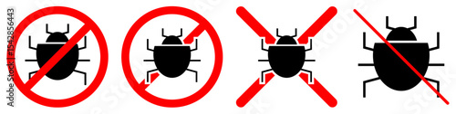 No bug sign vector, perfect for illustrating pest control, cleanliness, insect repellent, or allergy-free environments. Ideal for product packaging, warning signs, and hygiene-related designs.