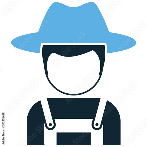 Farmer icon vector depicting a dedicated agricultural worker. Ideal for themes of farming, rural life, food production, honest labor, community, and sustainable practices.