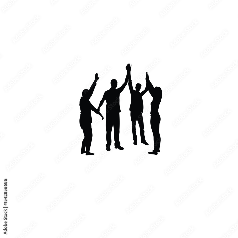 A team celebrating a project success with high-fives. on white background A team celebrating a project success with high-fives. on white background