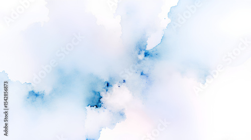 Abstract Pastel Blue Watercolor Stain Expanding From Center