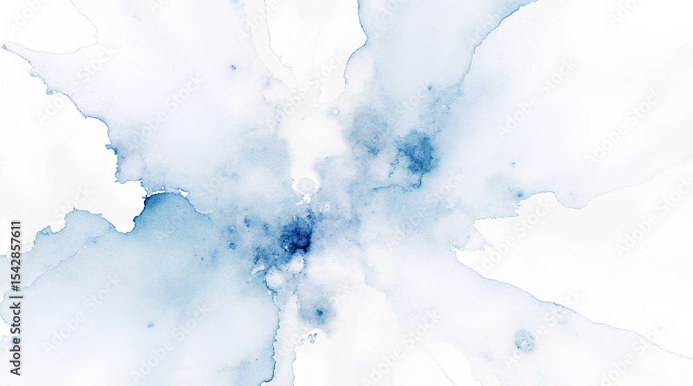 Fototapeta premium Abstract Pastel Blue Watercolor Stain Expanding From Center
