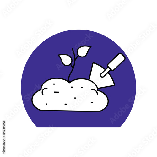 Shovel lineal color line icon with white background vector stock illustration