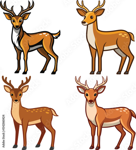 Four adorable cartoon deer illustrations