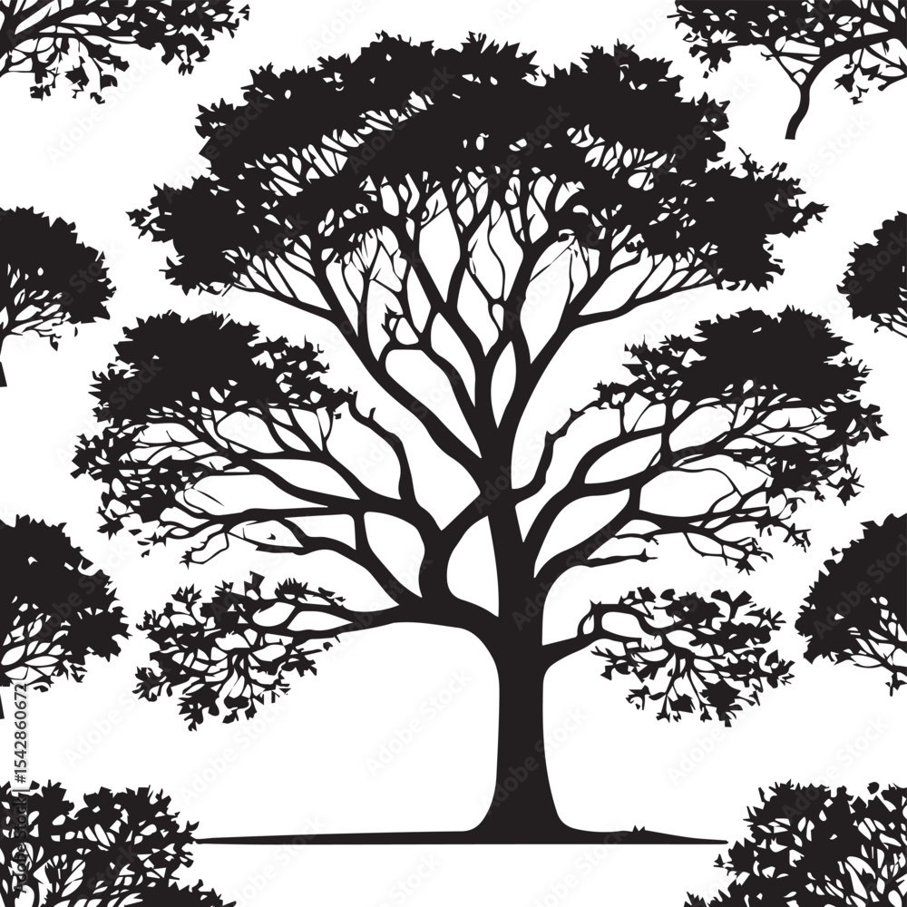Obraz premium Tree silhouette Vector | Minimalist & Trendy Tree Silhouette Design | Unique & Stylish Tree Artwork for Vector design
