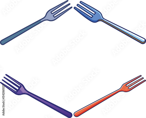 Colorful forks forming a diamond frame design