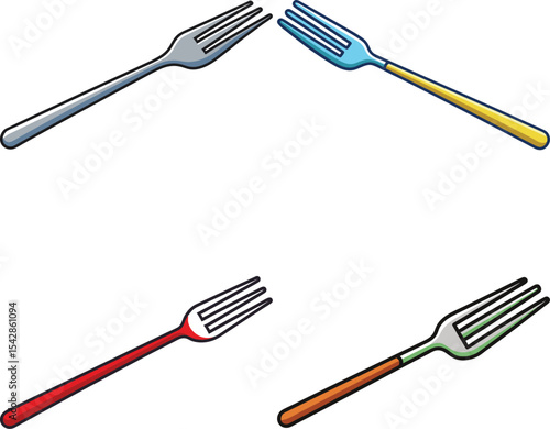 Colorful forks set isolated on white background