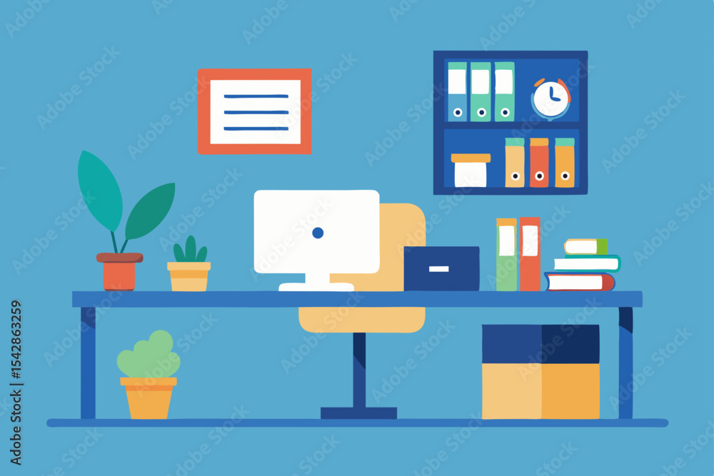 Organized Workspace Modern Office Desk Setup with Plants and Files Organized Workspace Modern Office Desk Setup with Plants and Files