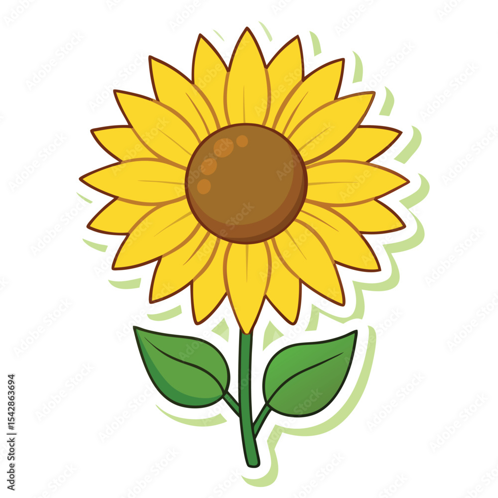 Fototapeta premium sunflower sticker on white background