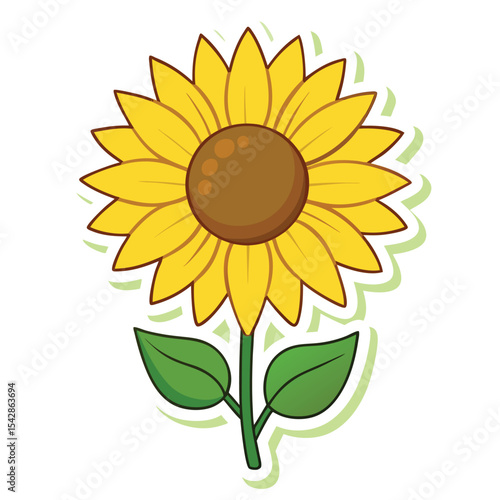 sunflower sticker on white background