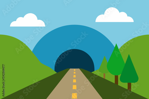 Journey Through the Mountain A Scenic Road Trip Illustration