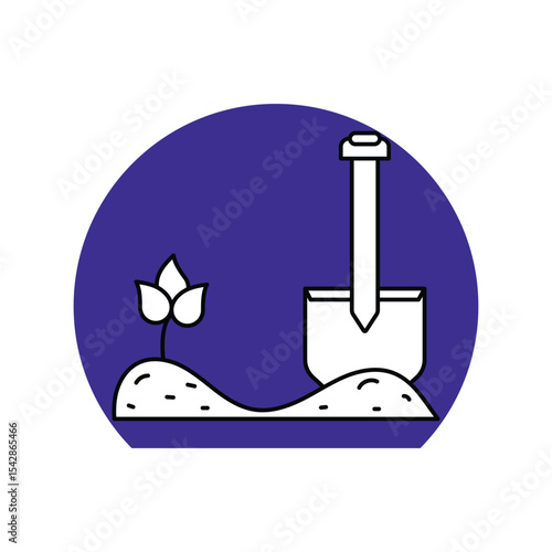 Shovel lineal color line icon with white background vector stock illustration