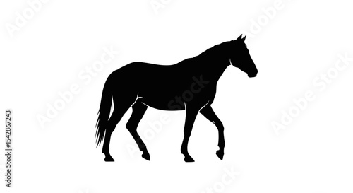 Simple Black Silhouette of a Walking Horse